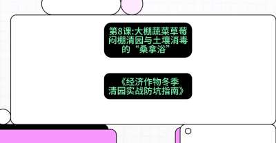 第8节：【大棚蔬菜草莓】闷棚清园与土壤消毒的&ldquo;桑拿浴&rdquo;，课程：《经济作物冬季清园&middot;实战防坑指南》#识农AI